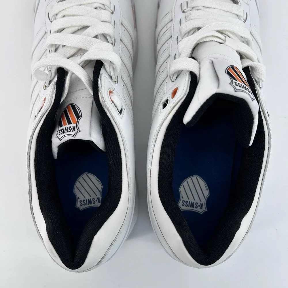 Retro Preppy Tenniscore Court Sneakers Mens 12 White Orange Casual Old Money